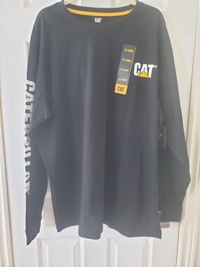 CAT Long Sleeve Logo Tee in Black